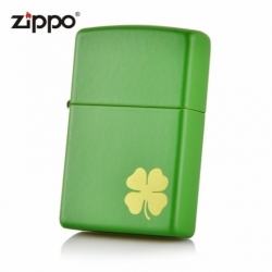 Bật Lửa Zippo Sơn Màu Xanh Cỏ Bốn Lá - Logo Zippo SKU 21032 – Zippo Lucky Clover – Shamrock Green Matte - Mã SP: ZPC1307