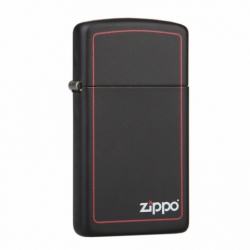 Bật Lửa Zippo Bản Nhỏ Sơn Màu Đen Viền Đỏ - Logo Zippo SKU 1618ZB – Zippo Slim Black Matte with Zippo Logo and Border - Mã SP: ZPC1272