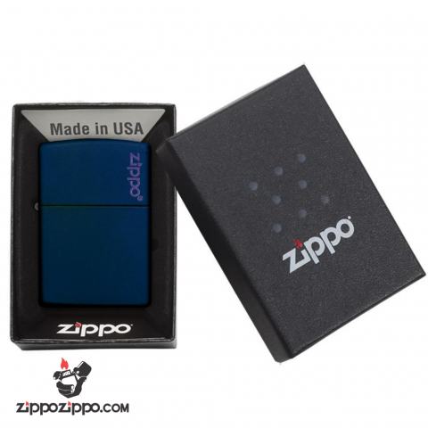 Bật Lửa Zippo Sơn Màu Xanh Hải Quân - Logo Zippo SKU 239ZL – Zippo Navy Matte With Logo