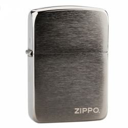 Bật Lửa Zippo 1941 Mạ Chrome Vân Ngang Màu Đen - Logo Zippo SKU 24485 – Zippo Replica 1941 Black Ice with Zippo Logo - Mã SP: ZPC0188ZL