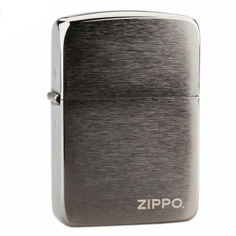 Bật Lửa Zippo 1941 Mạ Chrome Vân Ngang Màu Đen - Logo Zippo SKU 24485 – Zippo Replica 1941 Black Ice with Zippo Logo