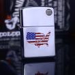 Zippo Cổ bạc Bóng in cờ USA năm 1998