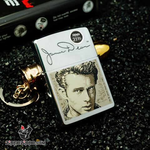 Zippo Cổ In Hình Diễn Viên James Dean Kèm Chữ Ký Năm 2000