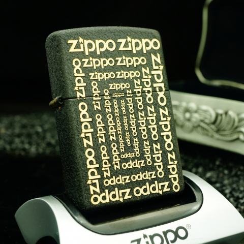Zippo Đen Sần khắc logo Zippo xung quanh