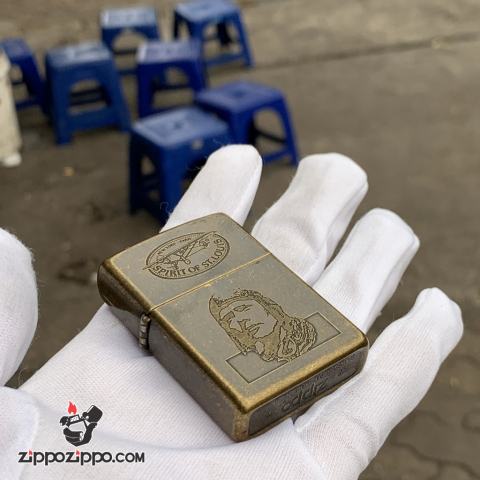 Zippo Đồng Cổ Biểu Tượng Máy Bay Mỹ SPIRIT Of ST.LOUIS