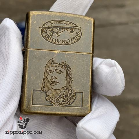 Zippo Đồng Cổ Biểu Tượng Máy Bay Mỹ SPIRIT Of ST.LOUIS