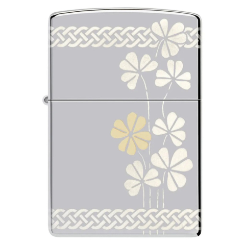 Zippo High Polish Chrome Clover Design – 48586