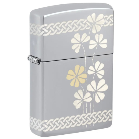 Zippo High Polish Chrome Clover Design – 48586