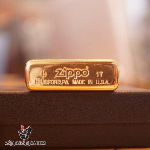 Zippo khắc logo mỹ vỏ đồng nguyên chất khắc 2 mặt
