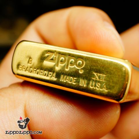 Zippo La mã đồng xước solid brass sản xuất năm XII-1996