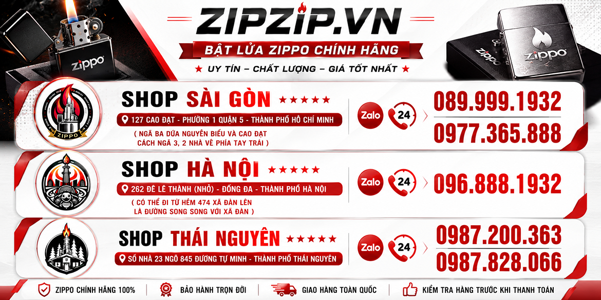 Địa Chỉ Cửa Hàng Bật Lửa zippo - zipzip.vn và batlua.vn